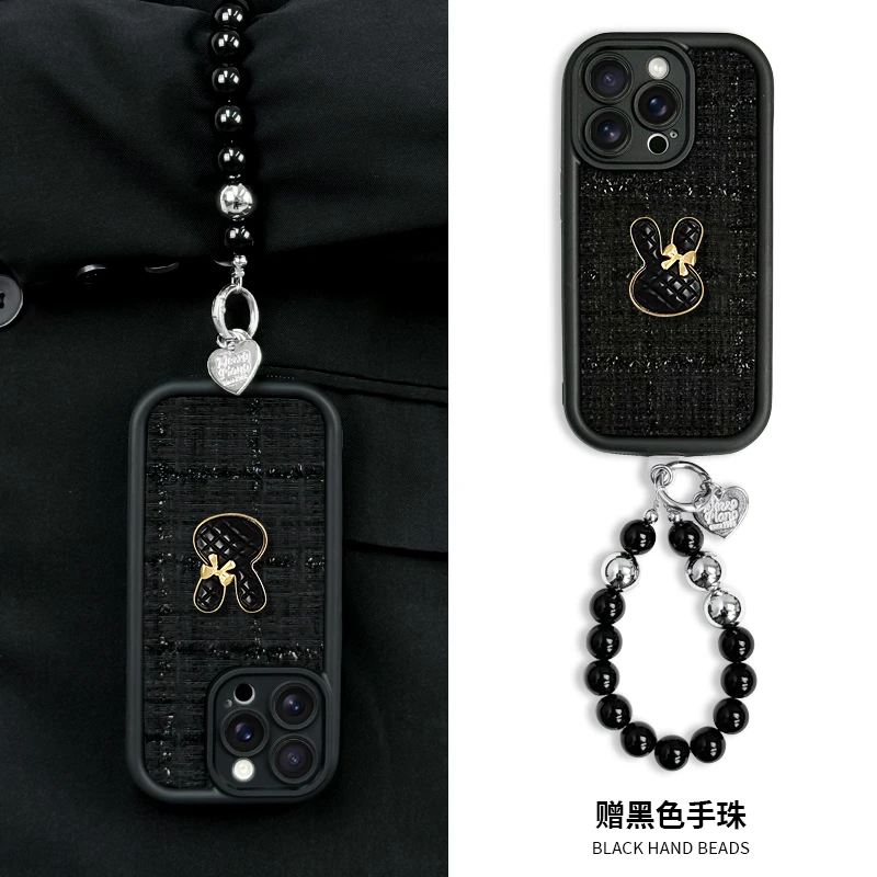 适用于苹果16华为OPPO小米VIVO高颜值兔子皮纹DP阶梯手机壳素材壳