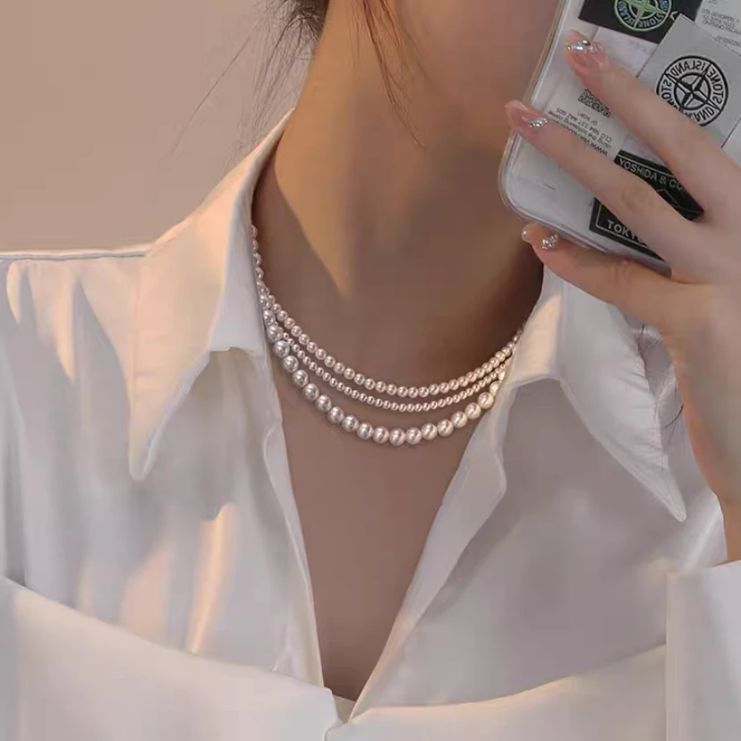 链子925银 珠珠白色高级感轻奢饰品小众项链女款锁骨链子