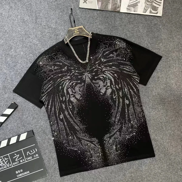 高考毕业季上衣男士男装时尚休闲半袖轻奢黑色欧美潮流修身高奢