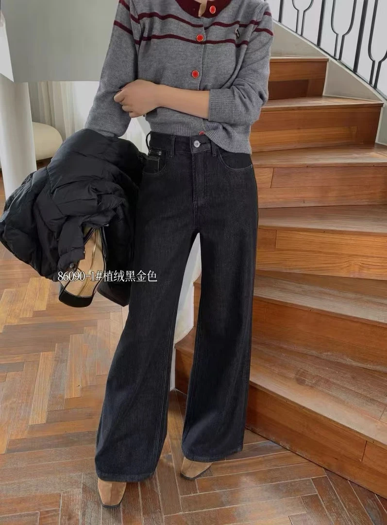 【十米菲#86090-1】显瘦黑金加绒加厚阔腿裤