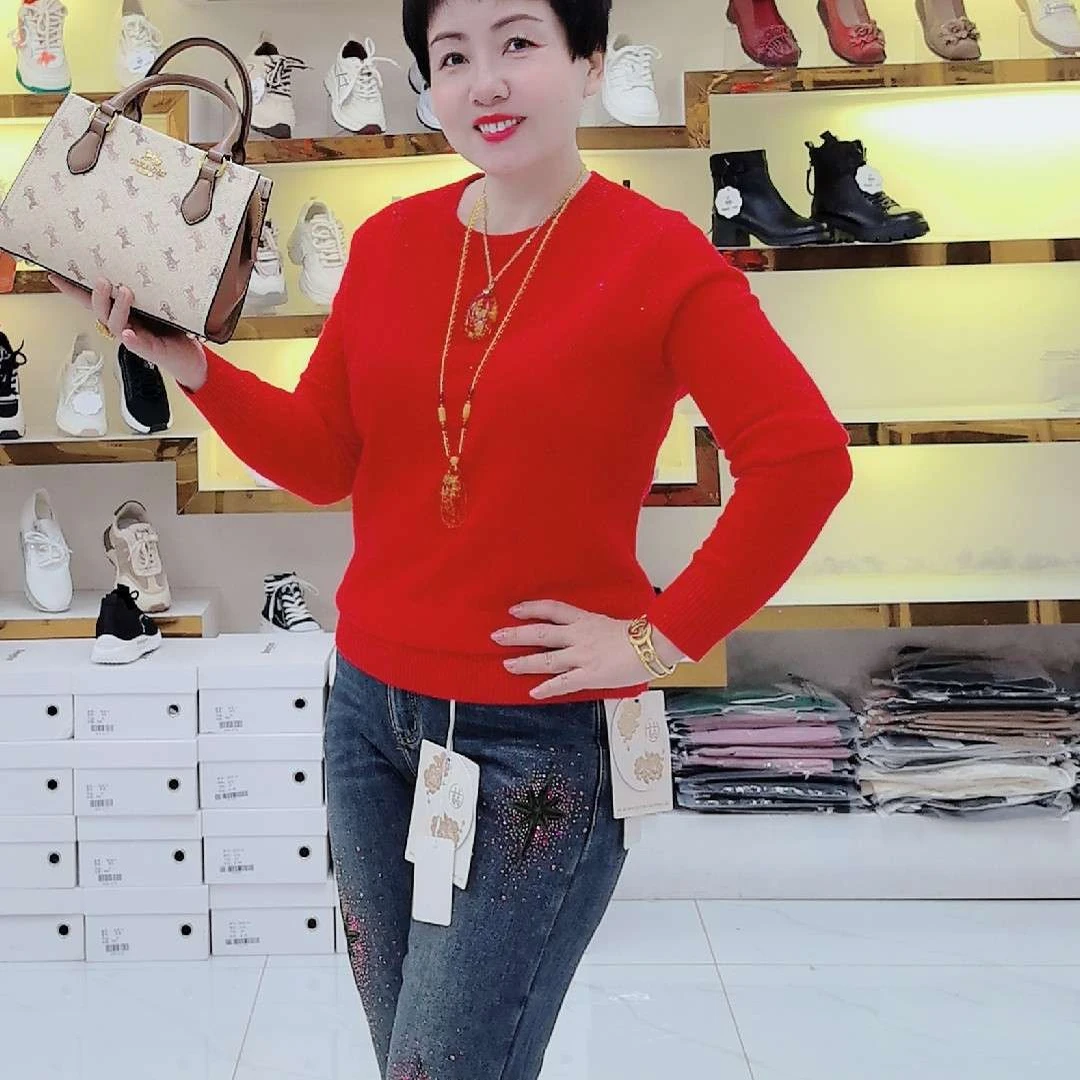 0566-813 冬季新款羊毛衫羊绒保暖内搭长袖气质款