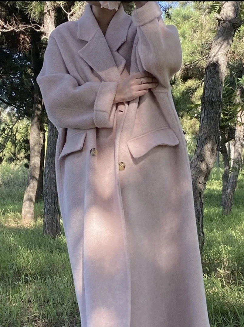 【海盐玫瑰】韩版冬季双面气质宽松百搭双面羊毛大衣