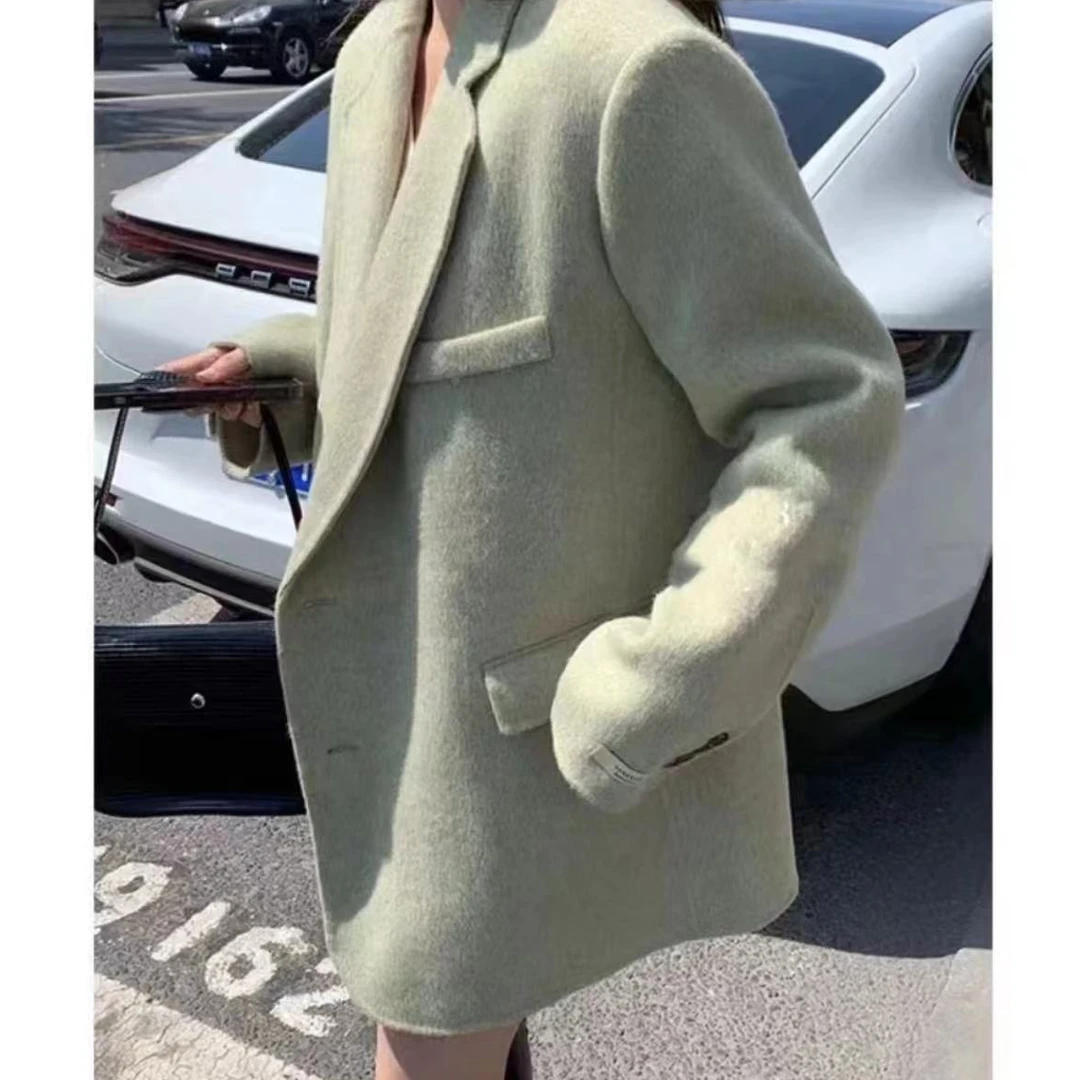 25新款短版时尚修身设计师版气质双面羊毛大衣