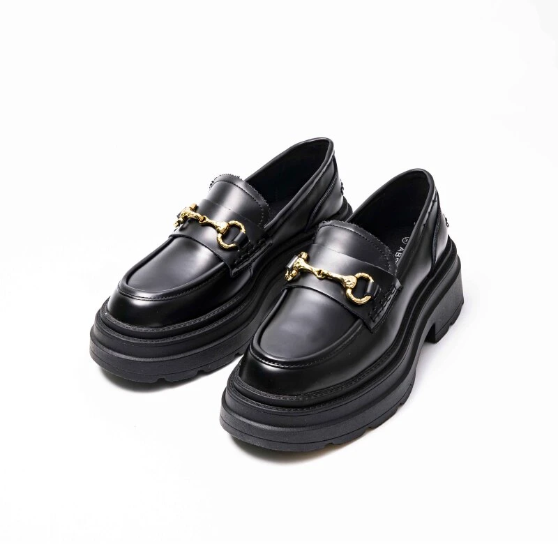 偏大一码！！英伦风厚底乐福鞋增高一脚蹬小皮鞋 CA-0752（清）