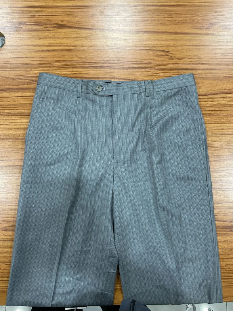 品牌断码休闲商务浅色羊毛直筒西裤