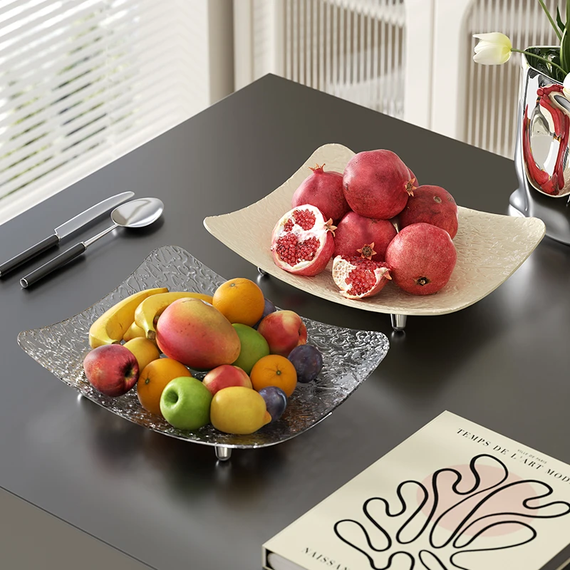 网红水波纹果盘家用创意水果盘防摔加厚大容量托盘轻奢零食干果盘
