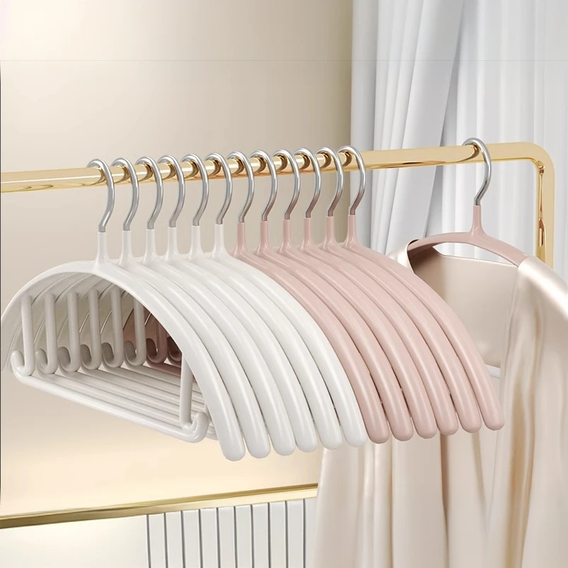 【越图】无痕半圆防滑衣架  芝士杏加奶油白各5支 晒衣架防肩角