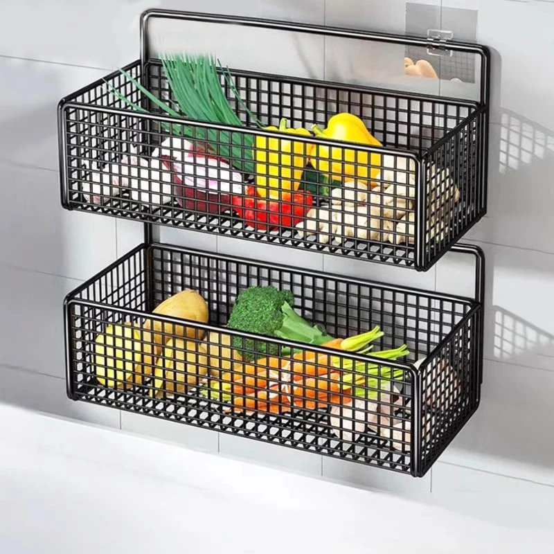 厨房置物架壁挂调料架收纳神器多层加厚免打孔墙上多功能置物篮子