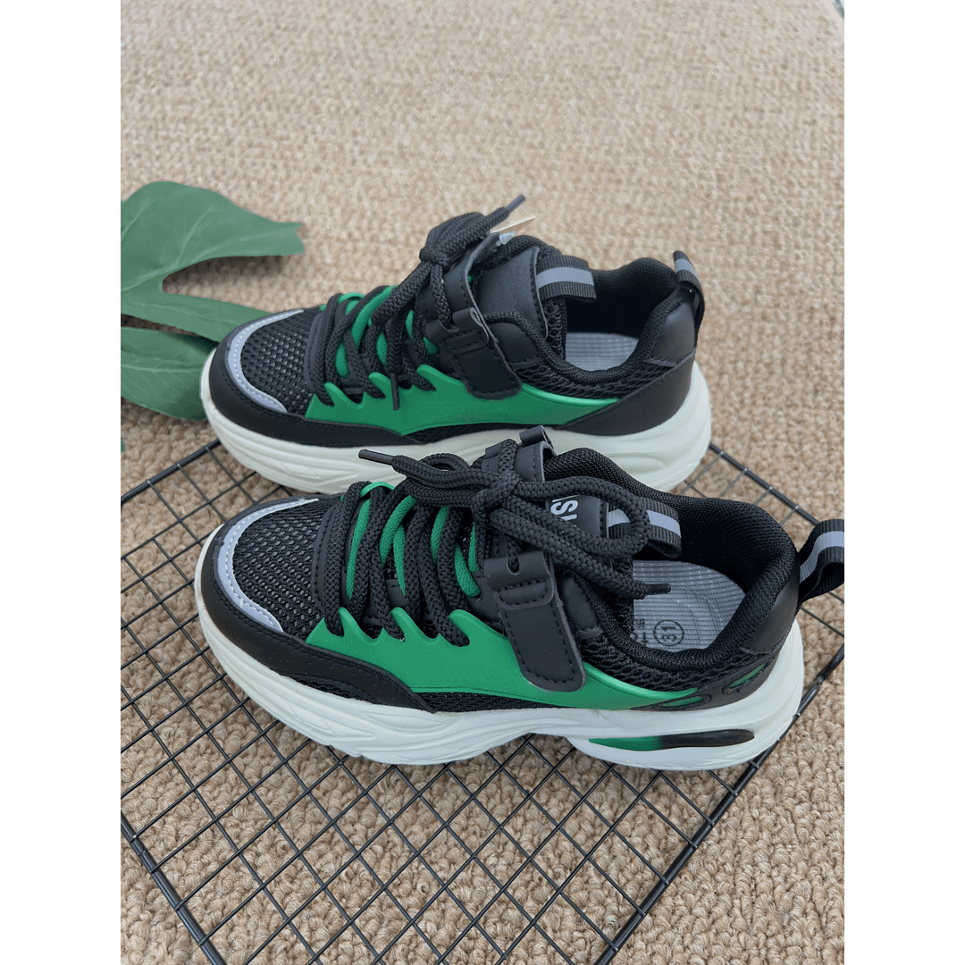 男童夏季新款双色鞋带超轻软底单网运动鞋X220026