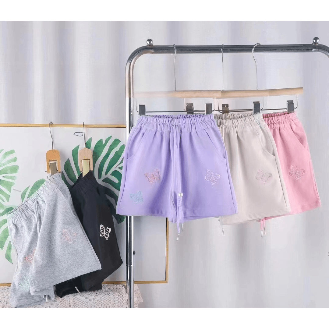 儿童2024夏季刺绣蝴蝶五分短裤A2041