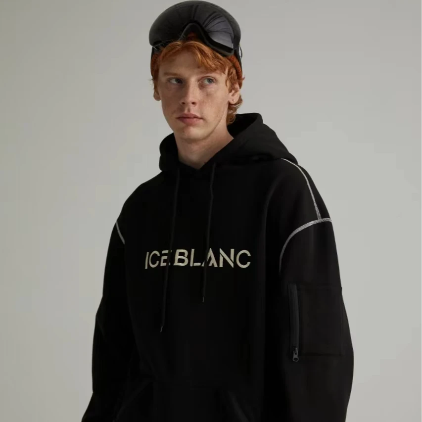 新款单板双板防水oversize宽松透气室内滑雪卫衣滑雪服装备连帽