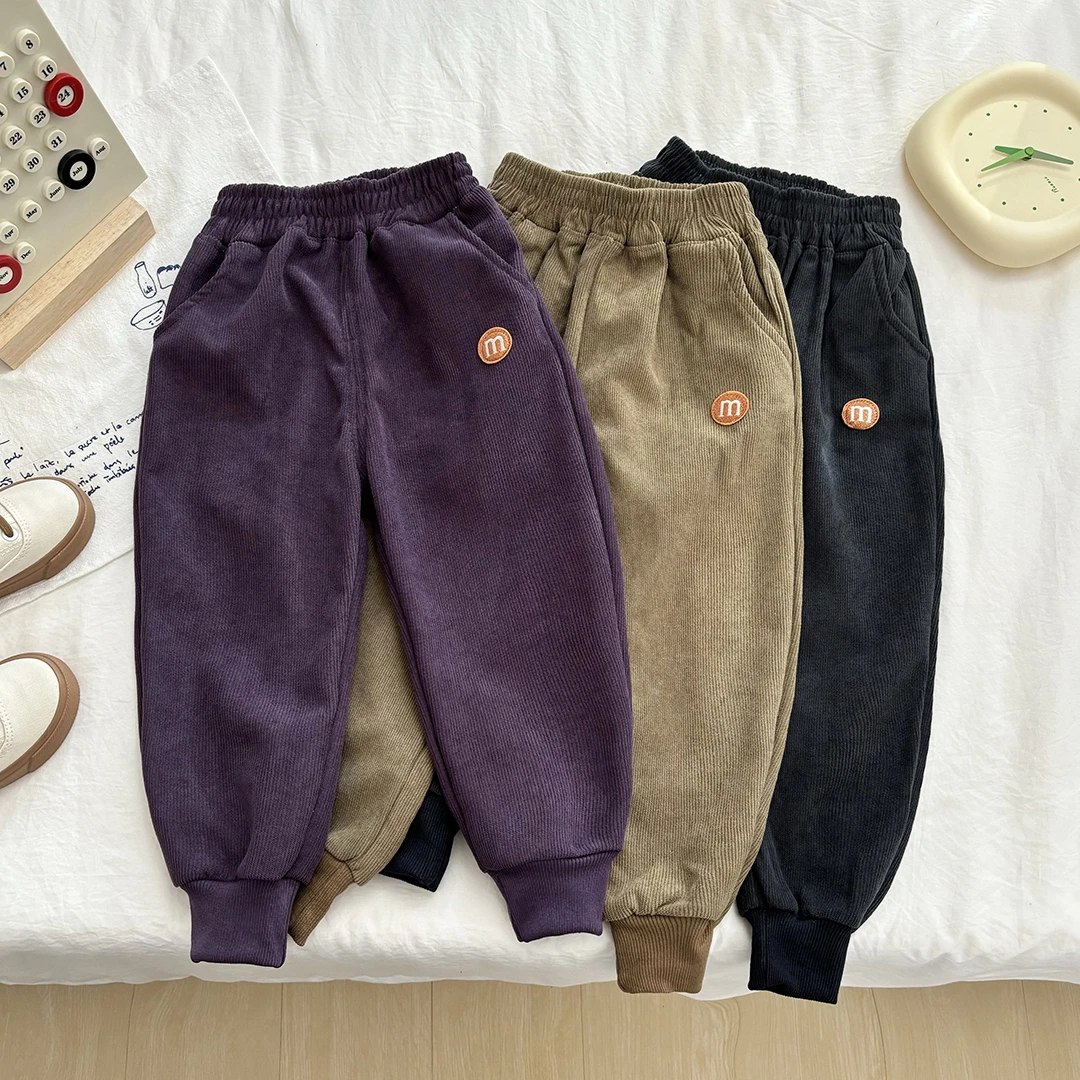 新款儿童裤子秋冬男童女童休闲裤春秋中大童外穿洋气长裤