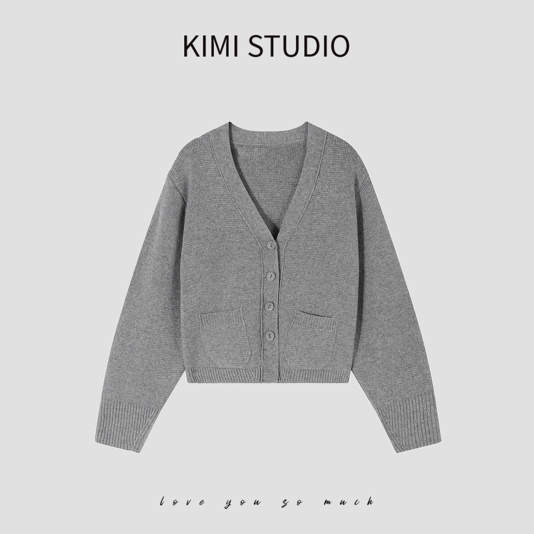 KIMI 订单款简约气质加厚羊毛针织开衫AW24761