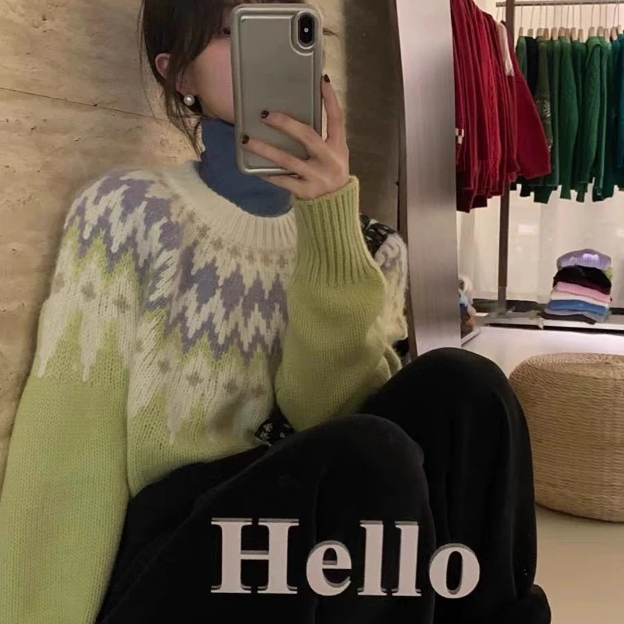 AW231122  复古圆领针织毛衣