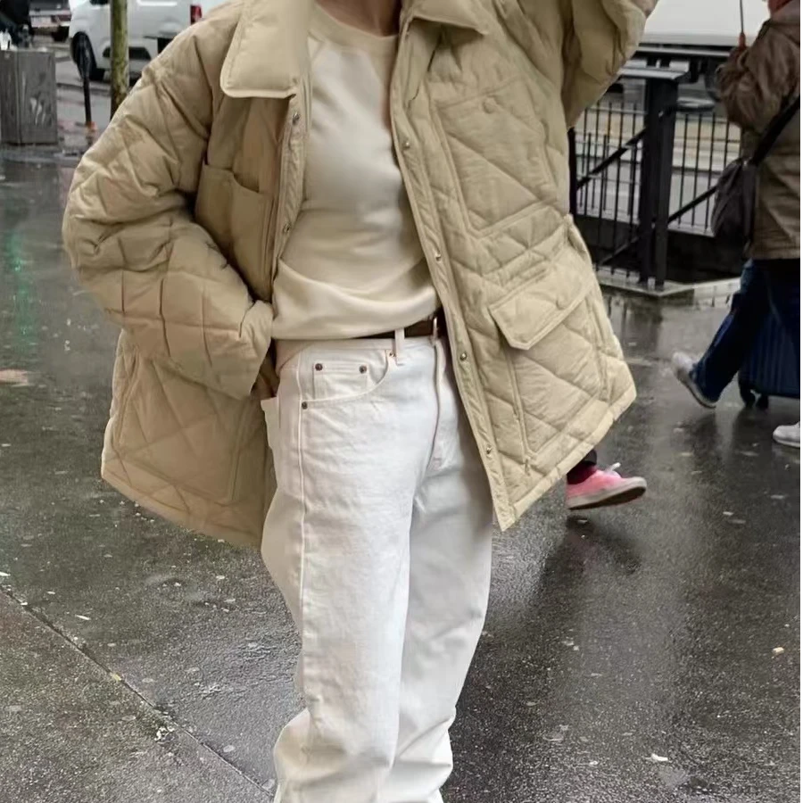 AW241141 Brush小个子质感面料翻领菱格羽绒服