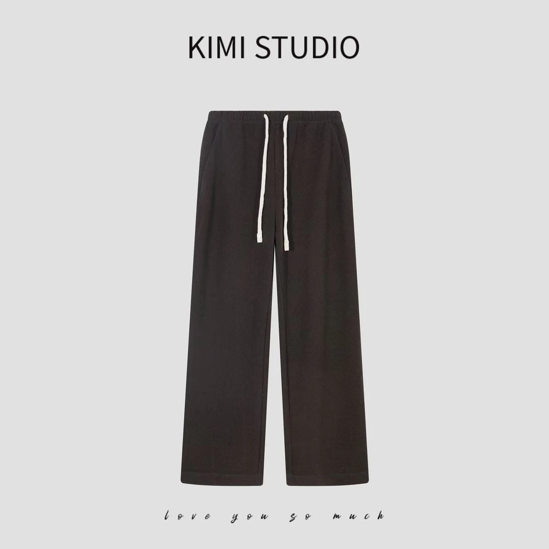 KIMI秋冬羔羔肌理感弹力腰显瘦直筒牙签裤AW241168