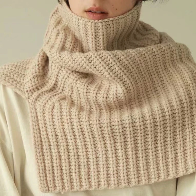 AW23776  羊毛针织高领套头披肩围巾