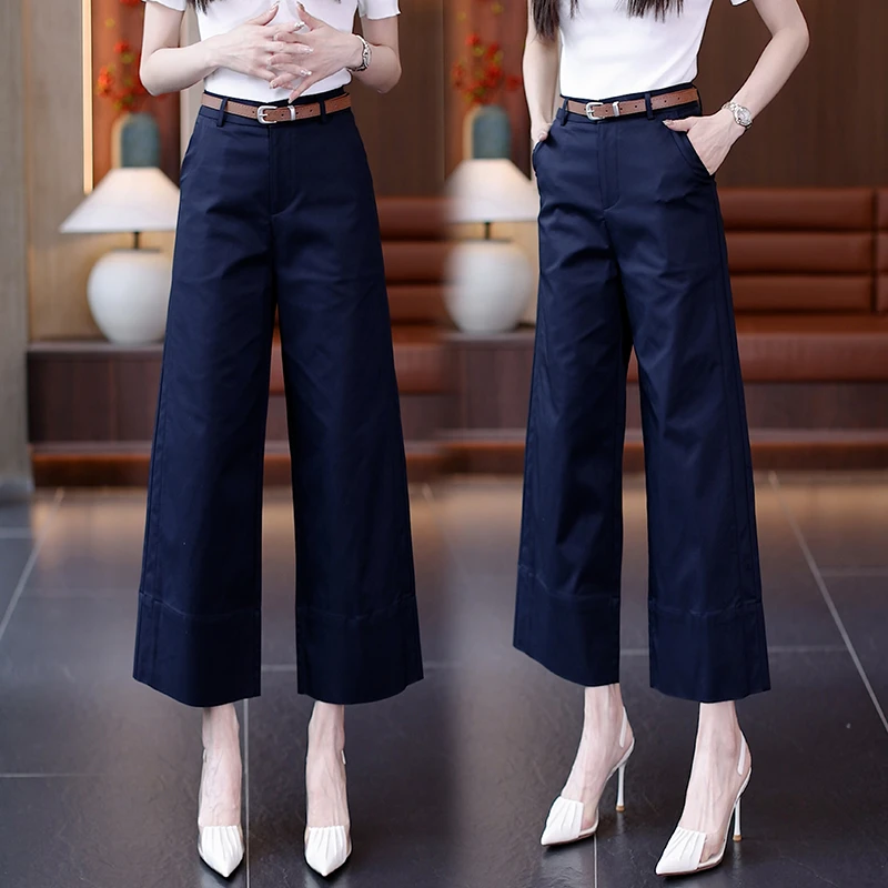 莱赛尔天丝薄款休闲阔腿裤女2025夏季新款直筒宽松小个子八分裤