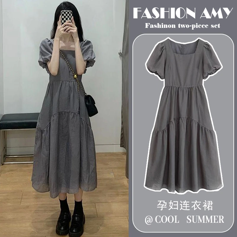 孕妇装夏装连衣裙新款时尚韩版小个子赫本风洋气显瘦气质法式裙子