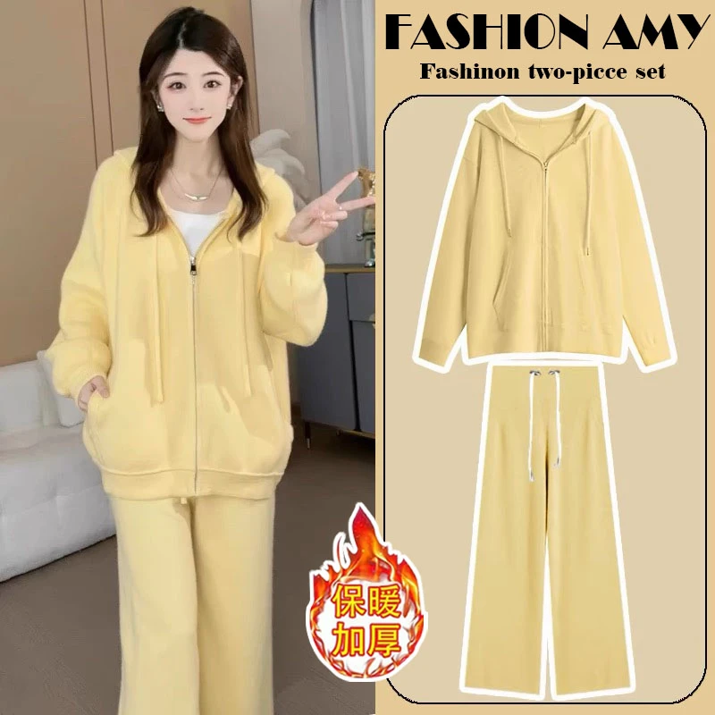 孕妇套装秋冬新款时尚韩版宽松慵懒连帽长袖针织毛衣卫衣休闲裤子