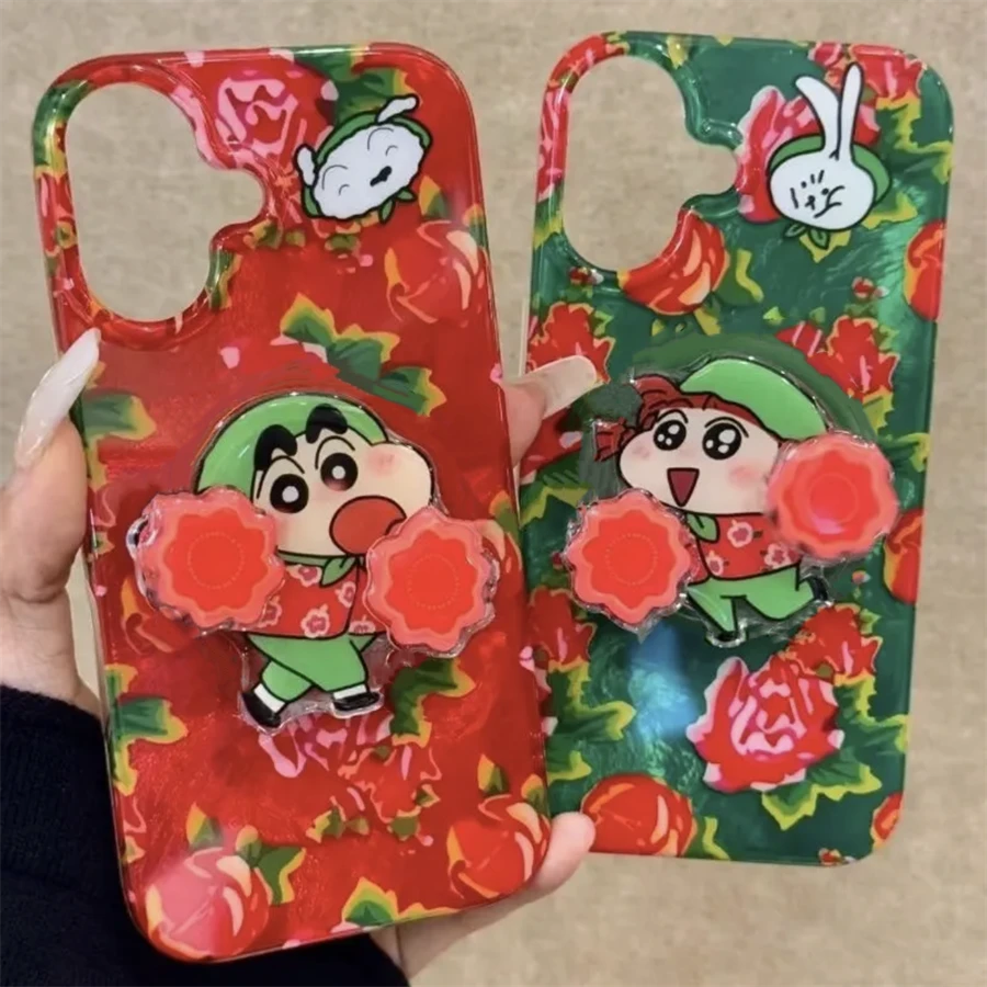 转手绢蜡笔小新适用苹果iPhone16华为荣耀OPPOVIVO小米红米手机壳