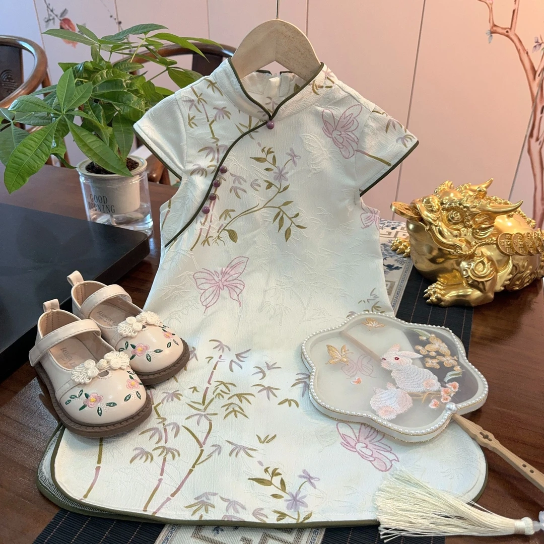 现货）夏季女童童装新款夏装连衣裙女孩国风公主裙洋气儿童汉服裙