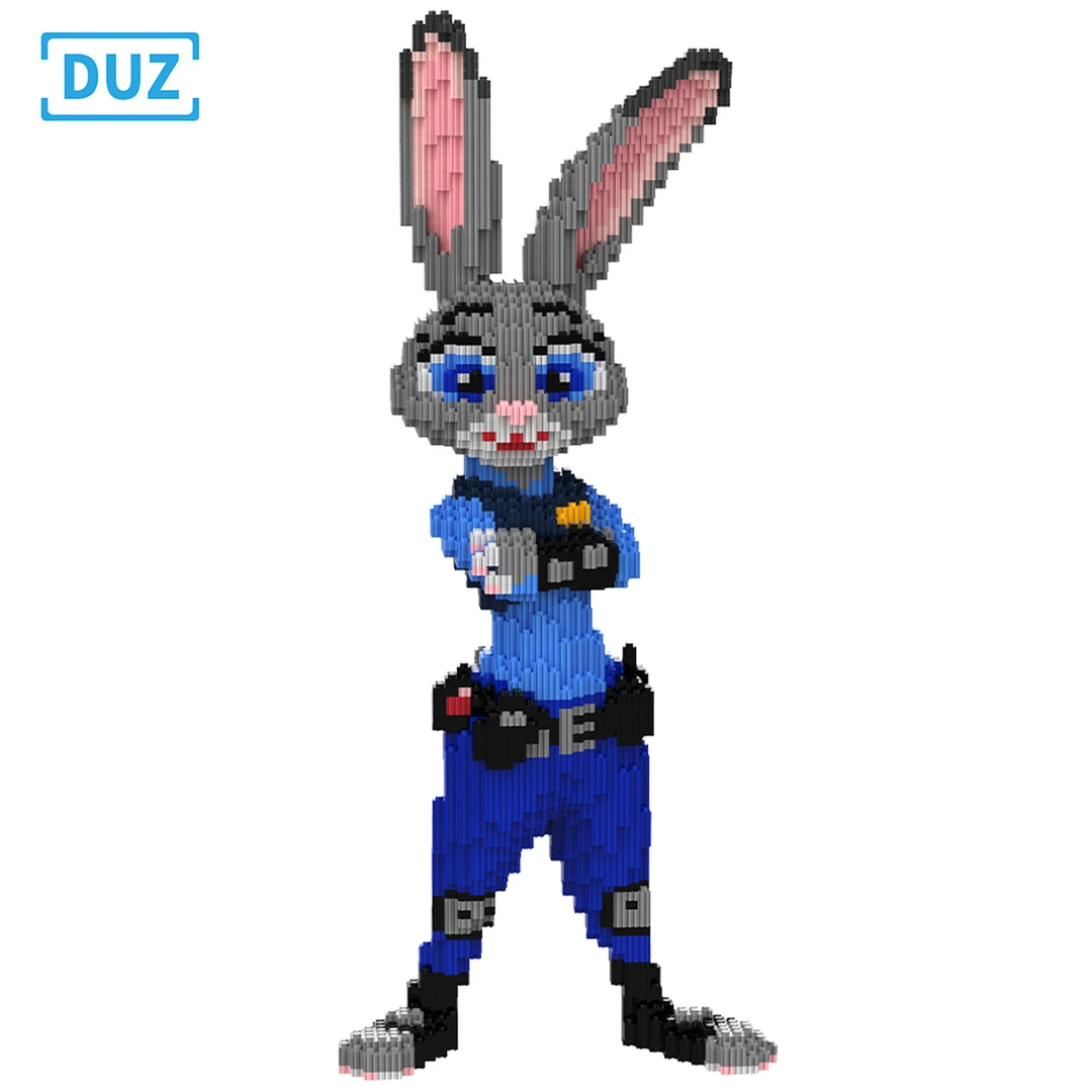 DUZ60CM超大警官兔积木串联颗粒立体拼搭摆件成人男女孩宝宝礼物
