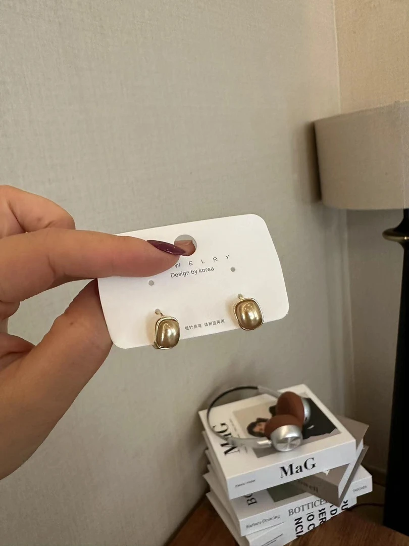 钛钢耳饰 【小胖家】气质百搭香槟色方形耳钉