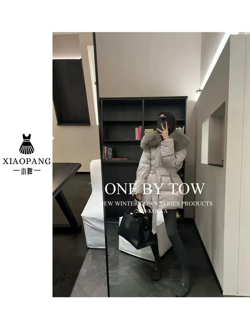 【小胖家】【福福款只出不进】88917高级感收腰大毛领羽绒服