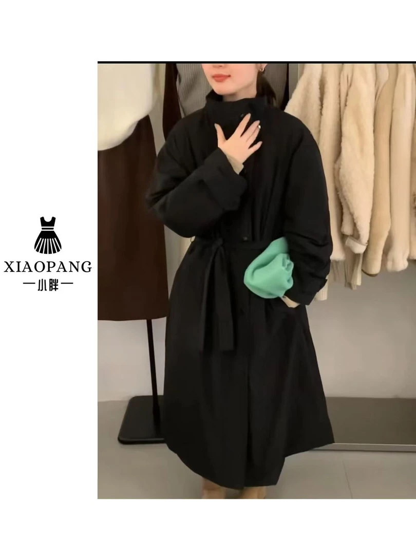 【小胖家】【福福款只出不进】韩系立领单排扣中长款鹅绒羽绒服