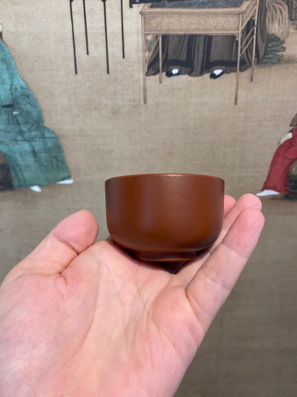 红清水泥精品紫砂杯红杯纯手工小口杯禅定杯对杯高端被原矿好紫砂
