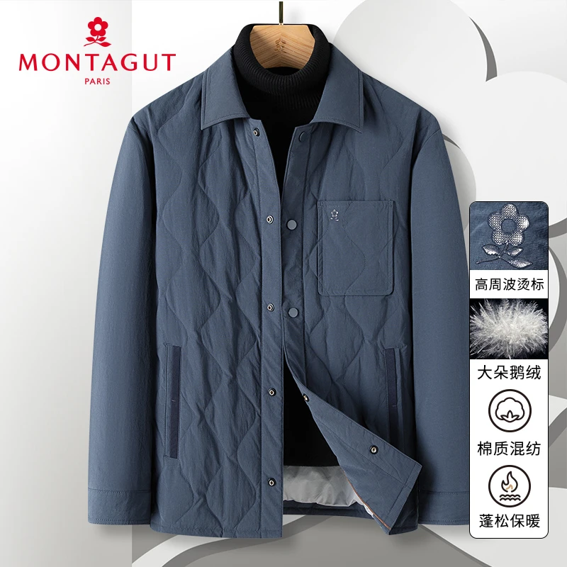 【鹅绒保暖】梦特娇冬装男士商务休闲翻领夹克羽绒服加厚382364007