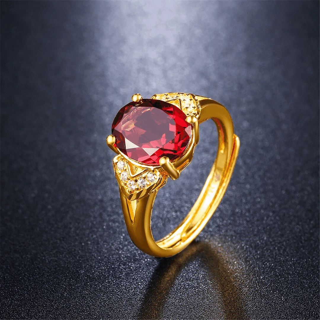 合金戒指 新款女（红石戒指）轻奢精美时尚潮流经典精致百搭气质