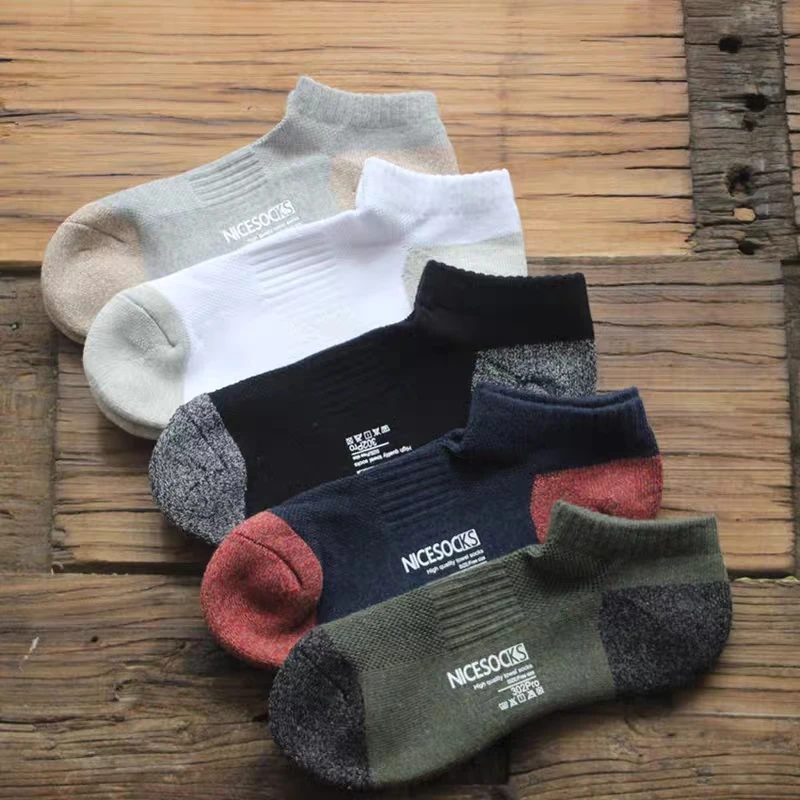 男士中筒薄款袜子吸汗防臭冬季棉袜加厚帮毛圈运动袜加厚短袜低帮