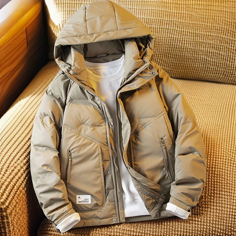 仓石一树男士工装夹克秋冬季宽松潮纯色派克服纯色羽绒服男款冬季