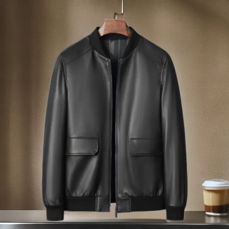 男士真皮皮衣（实物以直播为准盲拍随机发）修身休闲黑色立领潮流