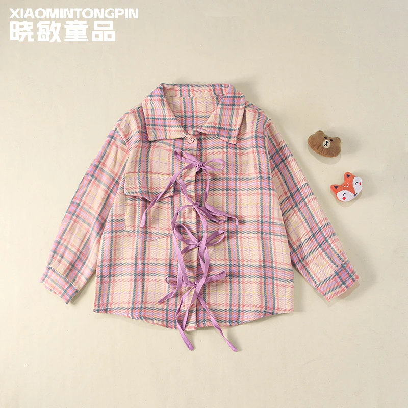 系带格子衬衫3C2995