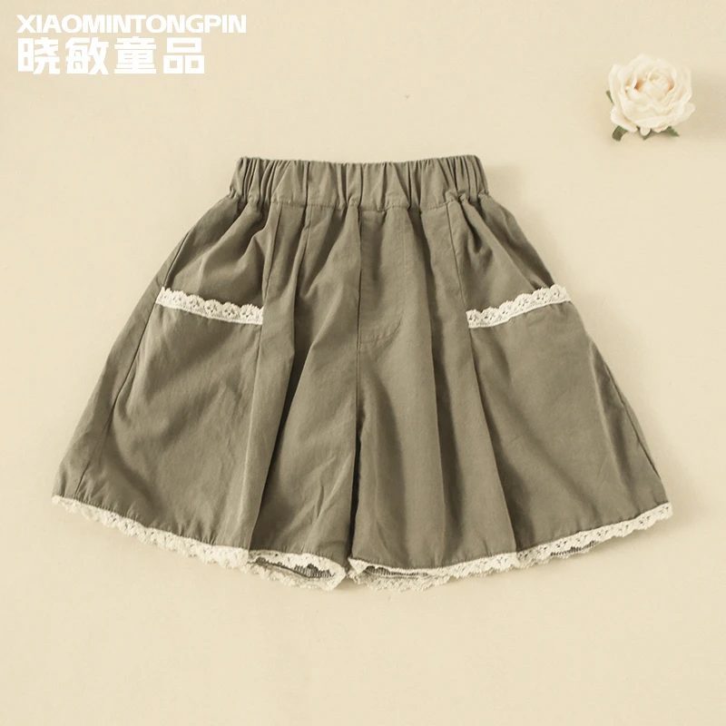 童装夏季儿童夏天女孩女大童薄款裤子女童短裤花边裤脚短裤3C2691