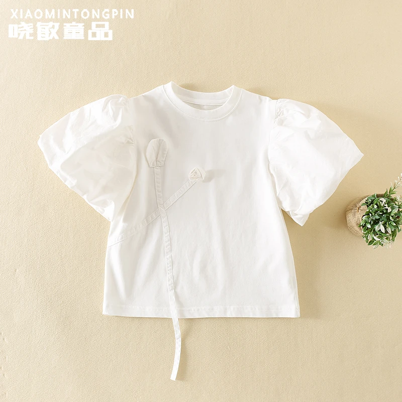 贴布花朵泡泡袖T恤3C2224