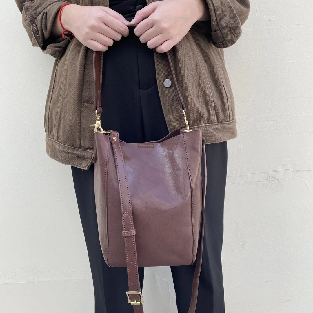 【包尚】新款真皮手工包包手提单肩斜跨时尚经典百搭植鞣牛皮23615