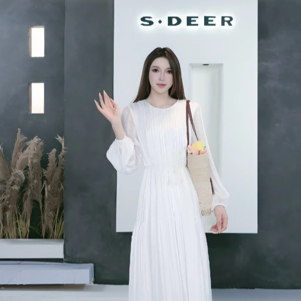 圣迪奥宽松遮肉中长裙赫本尤莱特冰冰凉凉连衣裙S243Z1268