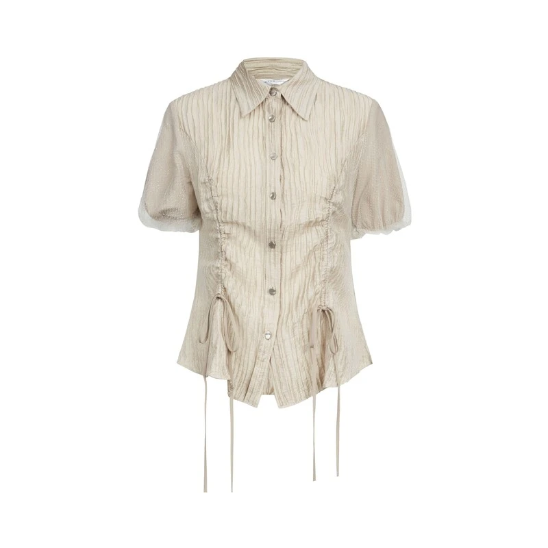 圣迪奥气质轻奢时尚夏季百搭休闲系带设计感衬衫S232Z0423