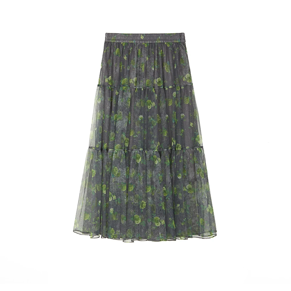 圣迪奥蕾丝女装时尚女士夏季春季潮流印花显瘦半身裙S243Z1116