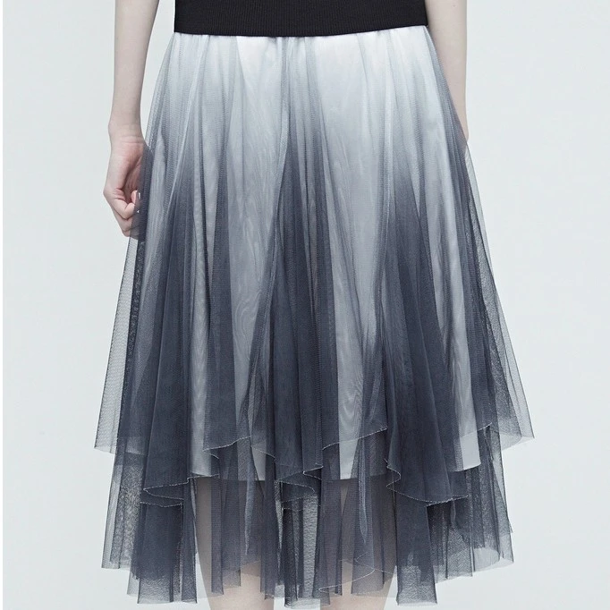 S.DEER女夏季时尚百搭松紧渐变网纱拼接优雅长裙半身裙S20281131