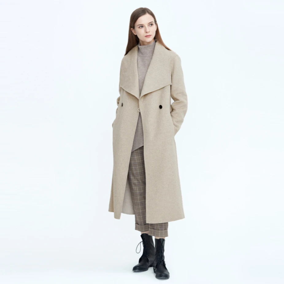 S·DEER圣迪奥秋冬【雅丹风】时尚毛呢立领百搭长款大衣女S20481862