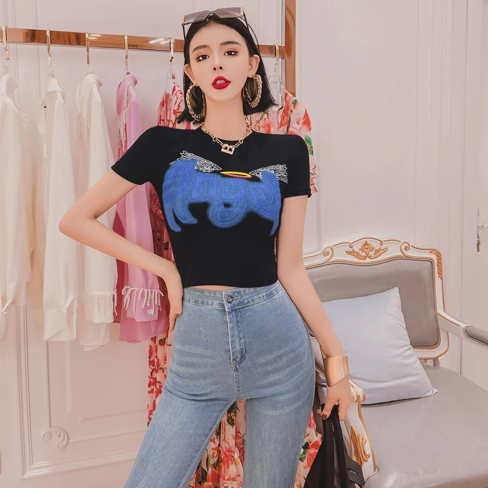 【 现货清】 2023夏季时尚百搭显身材短款修身T恤 短袖S22064