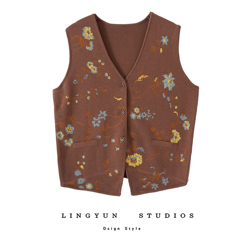 凌云推荐！姑苏马甲碎花针织时尚休闲百搭夏季印花提花