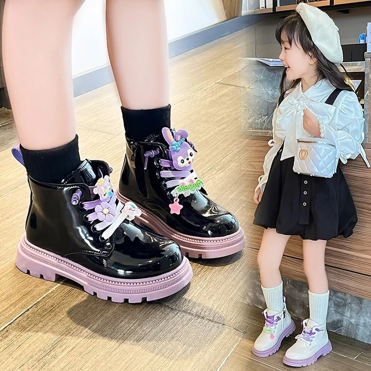 女童马丁靴儿童单靴2024新款秋冬季童鞋皮靴小女孩短靴女大童靴子