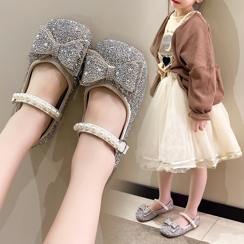 女童爱莎公主鞋2025新款春秋儿童鞋子软底洋气水钻单鞋小女孩皮鞋