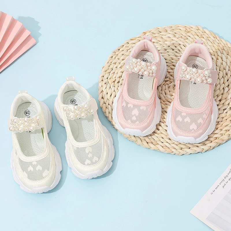 2025新款女童单网鞋夏季儿童运动鞋小女孩镂空鞋老爹鞋透气公主鞋